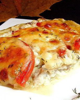 Рыбный пирог с моцареллой на картофельном тесте