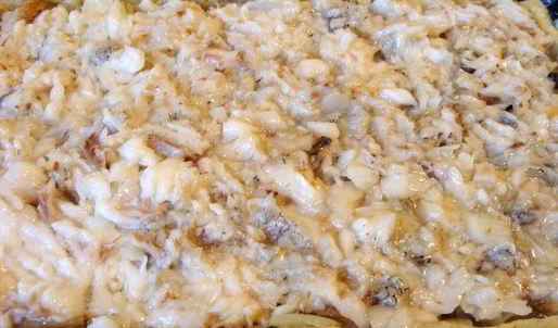 рыбный пирог с моцареллой на картофельном тесте