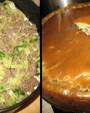 Заливной пирог с капустой