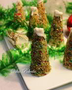 Новогодние пирожные Елочки с начинкой