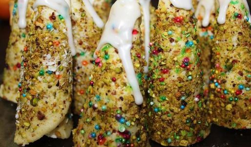 новогодние пирожные елочки с начинкой