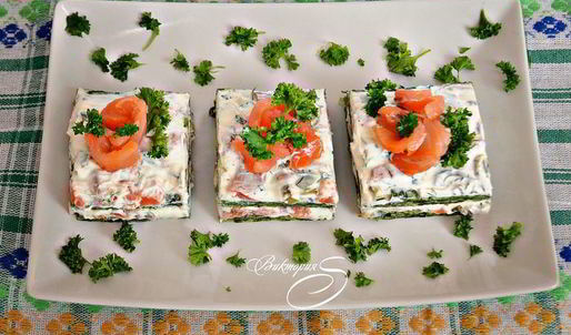 закусочные пирожные из лосося и шпината семужкин каприз