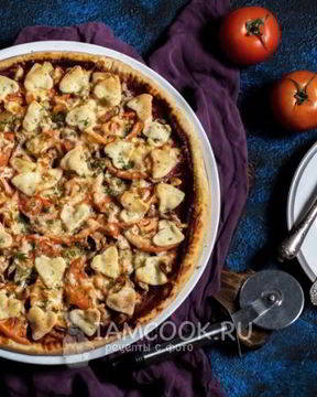 Пицца на кефире и майонезе