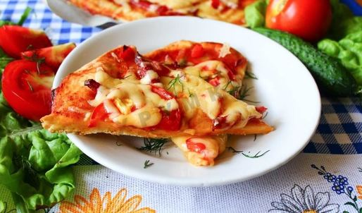 пицца на тонком тесте без дрожжей