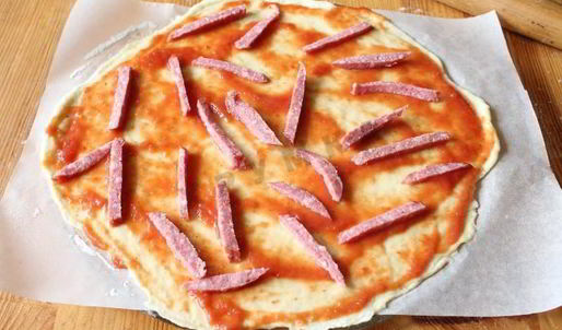 пицца на тонком тесте без дрожжей