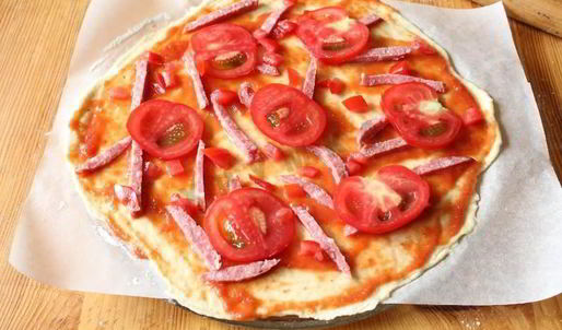пицца на тонком тесте без дрожжей