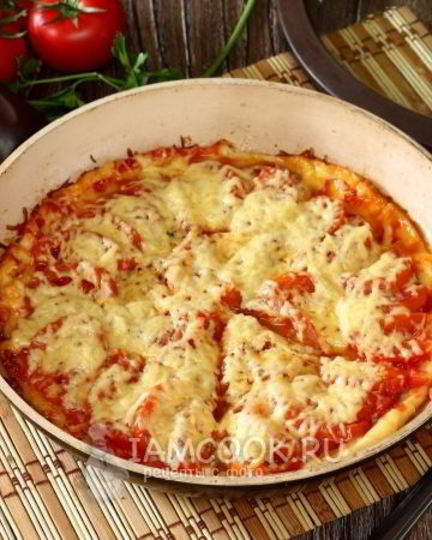 Рецепт пиццы за 10 минут на сковороде