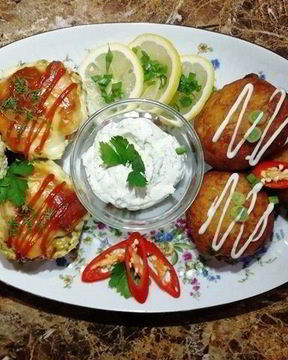 Картофельные пончики с куриными кексами