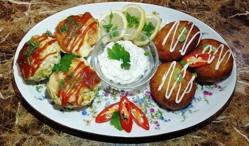 картофельные пончики с куриными кексами