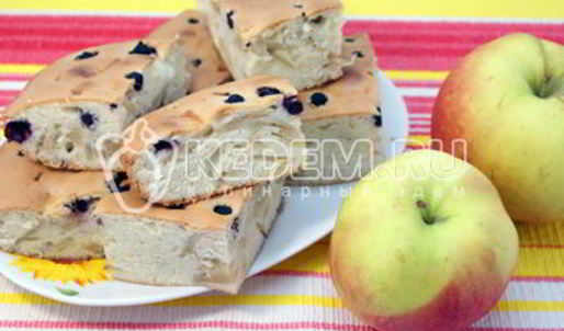 шарлотка с яблоками и ягодой