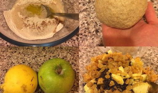 штрудель с айвой, яблоками и маком