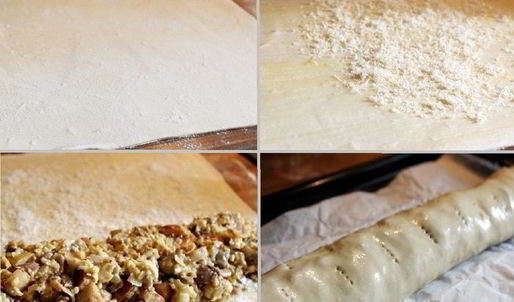 штрудель с грушами и сыроежками