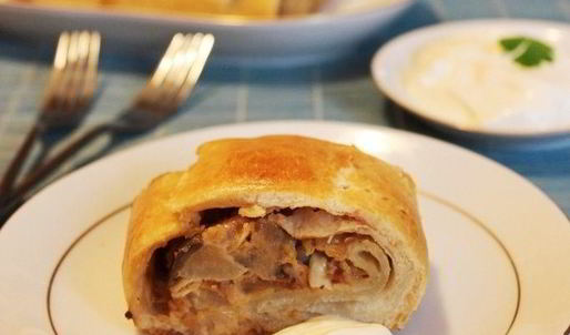 штрудель с грушами и сыроежками