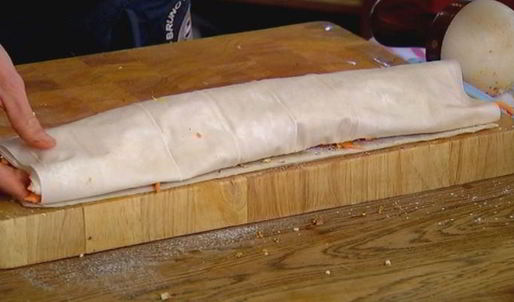 штрудель с тыквой, изюмом и вяленой вишней