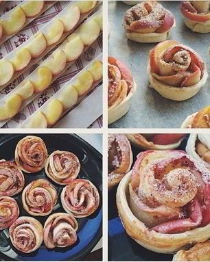 Слойки с яблоком Розочки