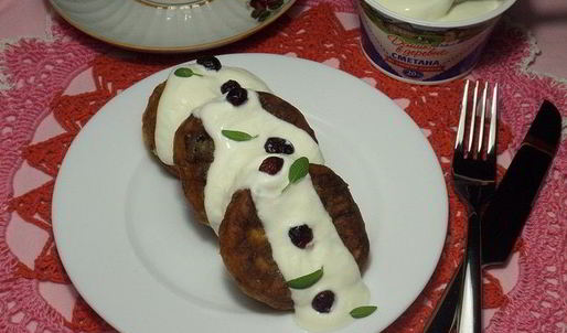 сырники с бананом и клюквой