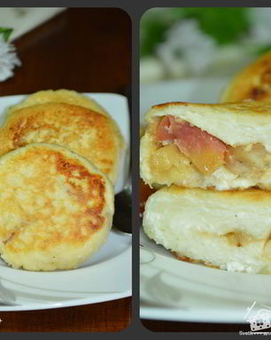 Сырники с начинкой из яблок и изюма