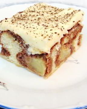 Бисквитный торт с масляным кремом и яблоками