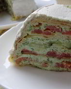 Блинный торт из семги