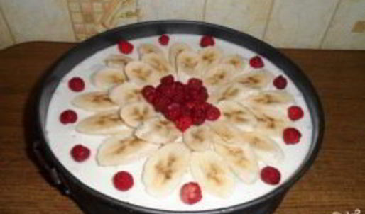 торт без выпечки с желатином и фруктами