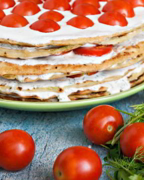 Торт из кабачков с сыром и помидорами