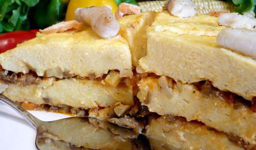 торт из поленты и овощного рагу солнечный корабль