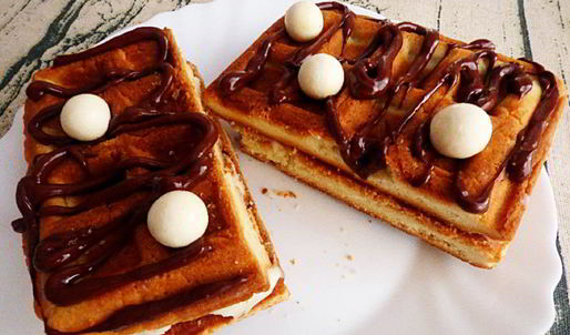 песочные вафли с творожным кремом