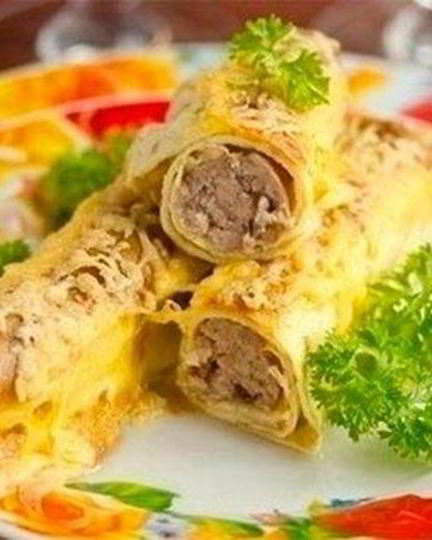 Рецепт яичных конвертиков с мясной начинкой