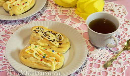 домашние эклеры со сгущенкой