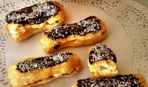 эклеры с кокосовым кремом