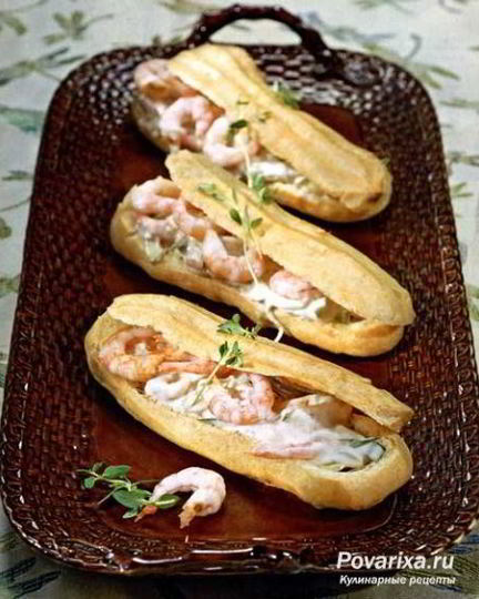 Рецепт эклеров с креветками