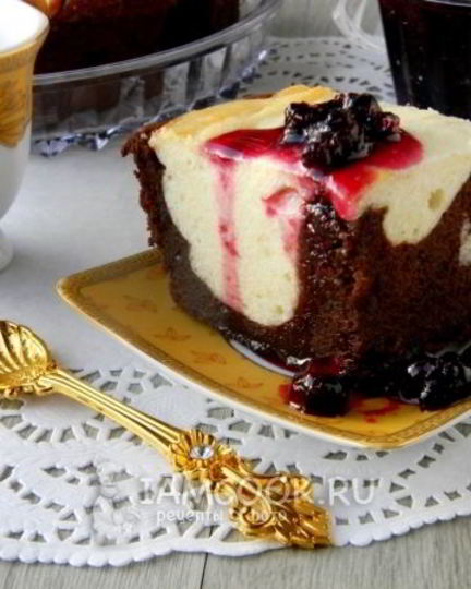 Рецепт двухцветной запеканки с творогом и бананом