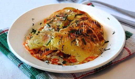 картофельная запеканка с горбушей