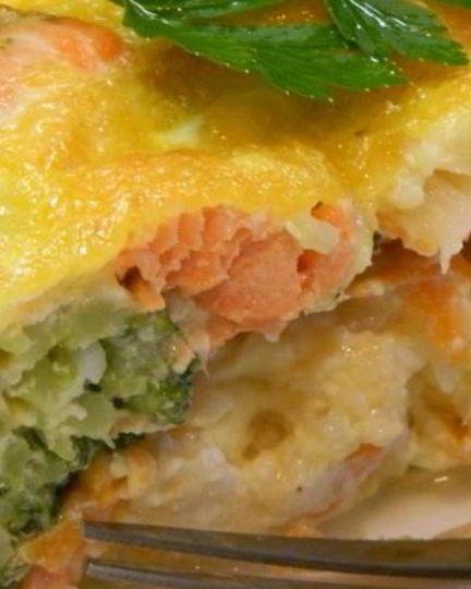 Рецепт овощной запеканки с семгой