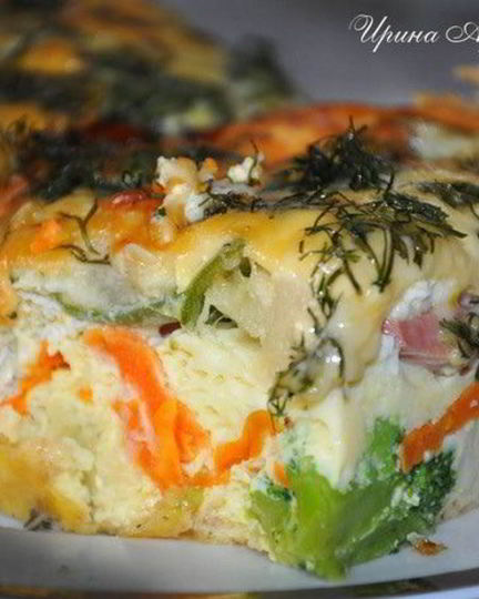 Рецепт овощной запеканки с сосисками