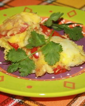 Овощная запеканка с цветной капустой, сладким перцем и помидорами