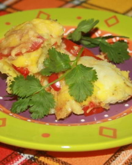 Рецепт овощной запеканки с цветной капустой, сладким перцем и помидорами