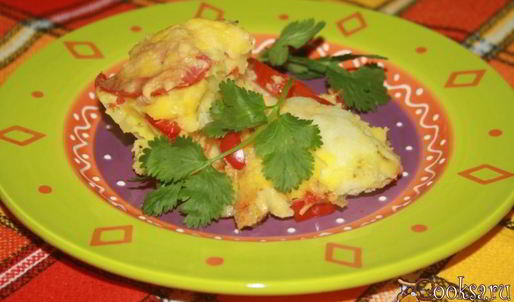 овощная запеканка с цветной капустой, сладким перцем и помидорами