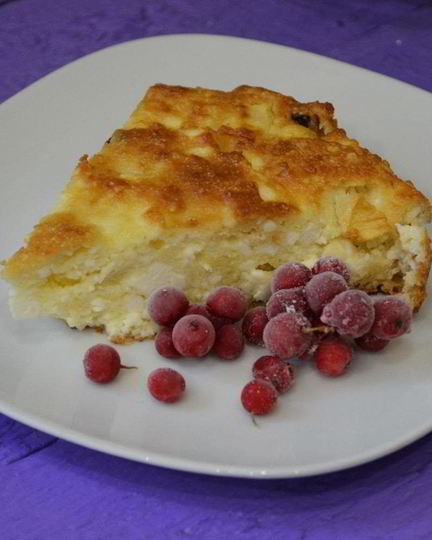 Рецепт пышной творожной запеканки с яблоками