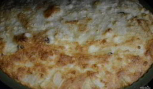 пышная творожная запеканка с яблоками