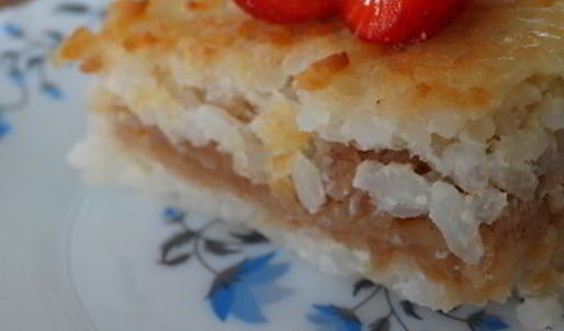 ванильно-рисовая запеканка с яблоками