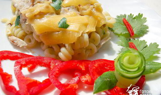 запеканка из макарон с курицей