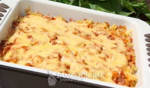 запеканка из макарон с ветчиной и сыром