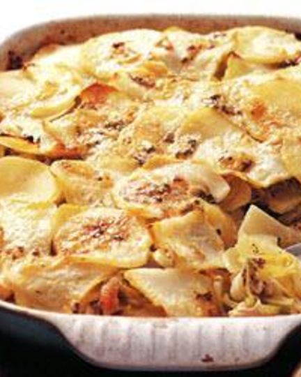 Рецепт запеканки с курицей, картофелем и голубым сыром