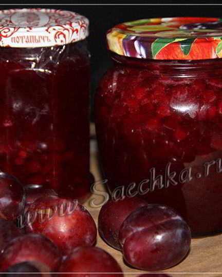 Рецепт бруснично-сливового джем