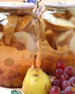 Компот с виноградом и грушами на зиму