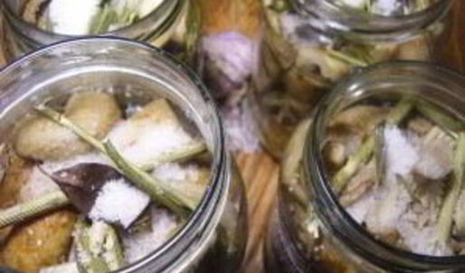 соленые грибы со сметаной