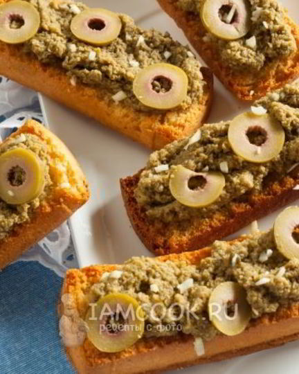 Рецепт брускетты с оливковой пастой