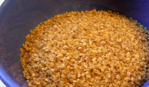 булгур с баклажанами и кабачками