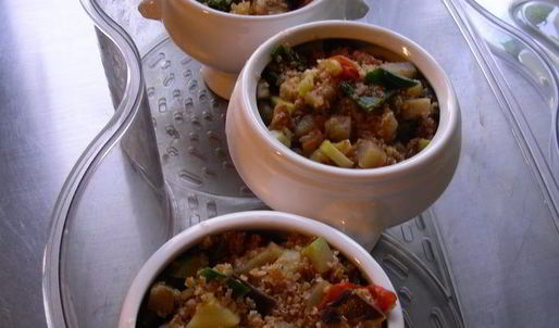 булгур с баклажанами и кабачками